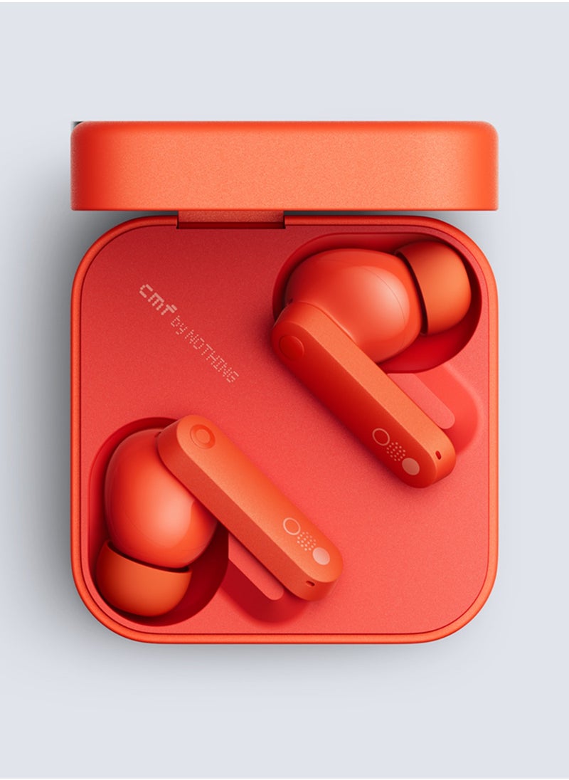 Buds, With Dirac Opteo For Hifi Sound And Ultra Bass Technology, Upto 42dB Noise Cancellation With 35.5 Hours Of Playback Time, Bluetooth 5.3, Dual Connection Supported Orange
