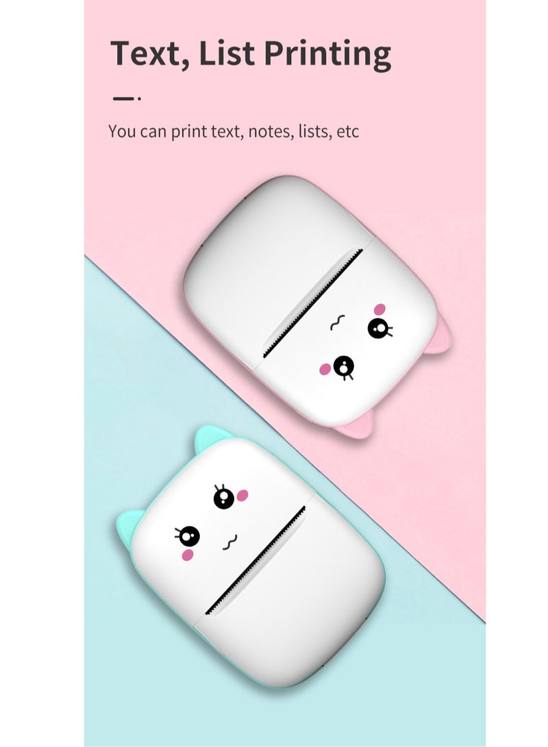 Mini Portable Thermal Printer, 1 Roll, 3 Rolls Of Color Paper +5 Rolls Of Thermal Paper +5 Rolls Of Self-Adhesive Paper + 1 Pack Of Color Pens - Image 5