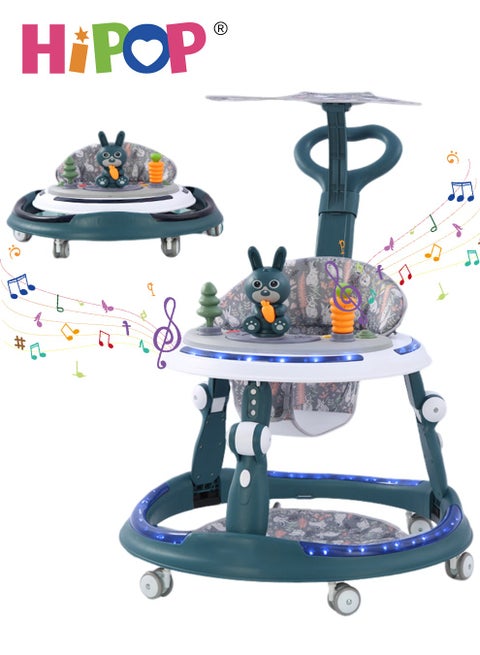 Baby Walker with Adjustable Height,3 in 1 Baby Gym Featuring Detachable Comfort Toy and Entertaining Music,Anti Rollover Stroller for Baby