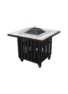 Mosaic Patterned Contemporary Ambient Square Fire Pit Multicolor 35 Inch FTB-2438