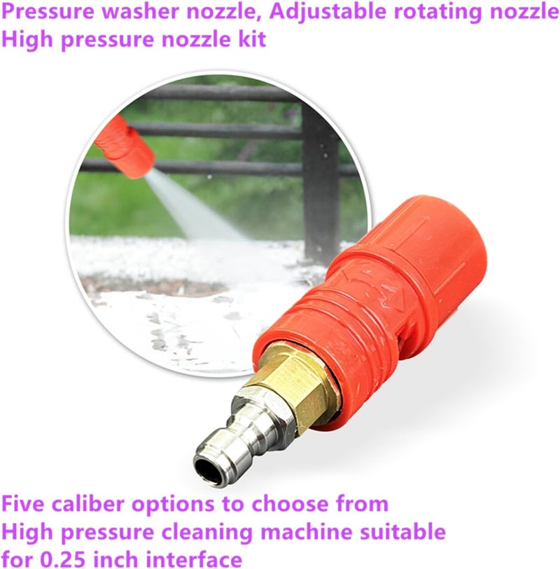 Fesasn Pressure Washer Nozzle Tips Set, Adjustable Pressure Washer Nozzle Tips (0 to 60° Variable Spray Pattern), 1/4 Inch Quick Connect Plug, for Pressure Washer 3-7 GPM - Image 5