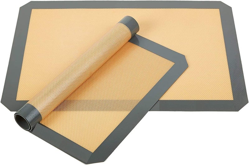 BluBasket Silicone Baking Mat NonStickSet of 2 Half Sheet Heat Resistant Liner Cookies Meats Vegetables Pastries Reusable Dishwasher Safe 2 Medium - Image 2