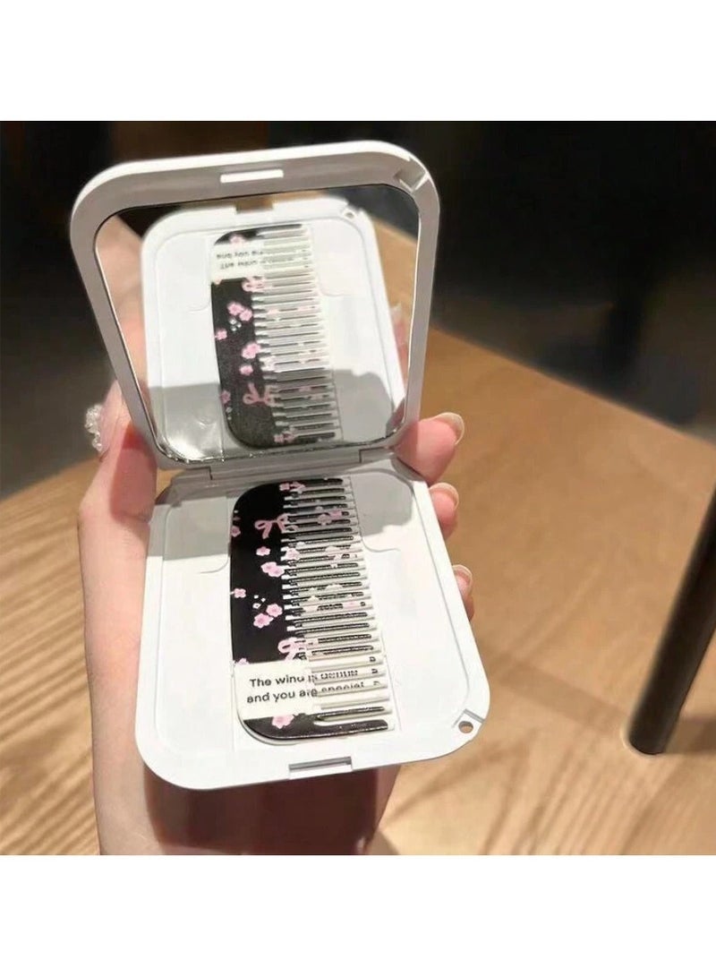 ليالي مرآة مكياج محمولة مكونة من قطعتين، مرآة جيب فاخرة للنساء والفتيات - Image 2