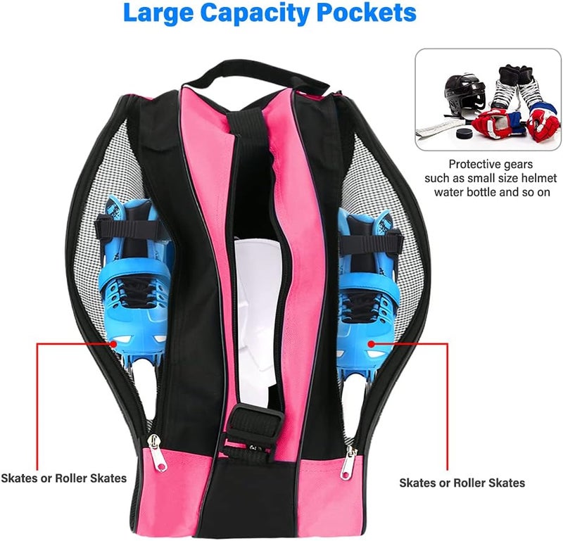 LINGSFIRE Roller Skate Bag, Breathable Ice-Skating Bag Shoulder and Top Handle Oxford Cloth Skating Bag for Women Men and Adults Roller Skate Accessories - Image 4