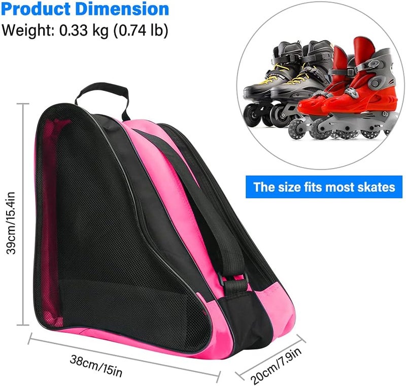 LINGSFIRE Roller Skate Bag, Breathable Ice-Skating Bag Shoulder and Top Handle Oxford Cloth Skating Bag for Women Men and Adults Roller Skate Accessories - Image 3