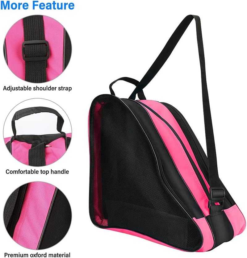 LINGSFIRE Roller Skate Bag, Breathable Ice-Skating Bag Shoulder and Top Handle Oxford Cloth Skating Bag for Women Men and Adults Roller Skate Accessories - Image 5