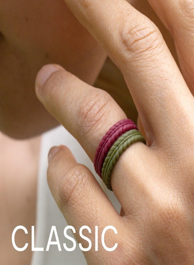 ROQ Breathable Silicone Rings for Men - Inner Arrow Shape Grooves for Enhanced Breathability - Classic Mens Silicone Rubber Wedding Ring Band - Black, Grey, Silver Colors - Size 10 - Image 4