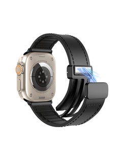 Leather Bands Compatible with Apple Watch Band 49mm 45mm 44mm 42mm, Leather Magnetic Buckle Design Strap For iWatch Ultra Ultra 2 SE Series 9 8 7 6 5 4 3 2 1 Wristband For Men Women