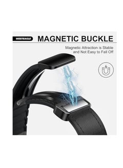 Generic Leather Bands Compatible with Apple Watch Band 49mm 45mm 44mm 42mm, Leather Magnetic Buckle Design Strap For iWatch Ultra Ultra 2 SE Series 9 8 7 6 5 4 3 2 1 Wristband For Men Women  - Image 2