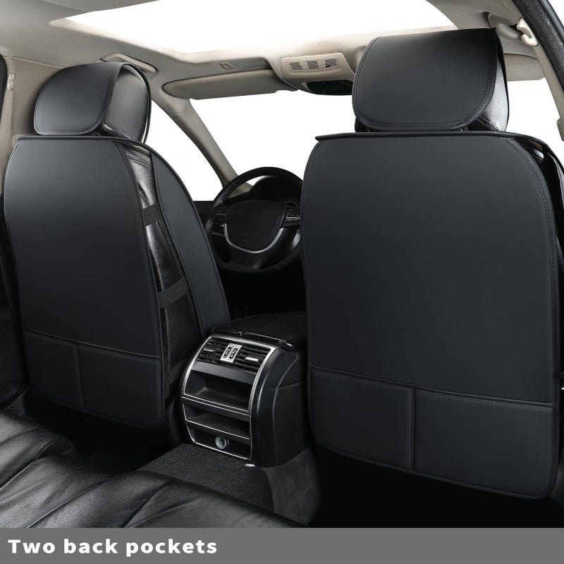 Vankerful Leather Car Seat Covers Full Set,Universal Fit for Most Cars,SUV,Sedans and Pick-up Trucks,Automotive Vehicle Faux Leather Cushion Covers for 5 Passenger Cars(Full Set,Black) - Image 2