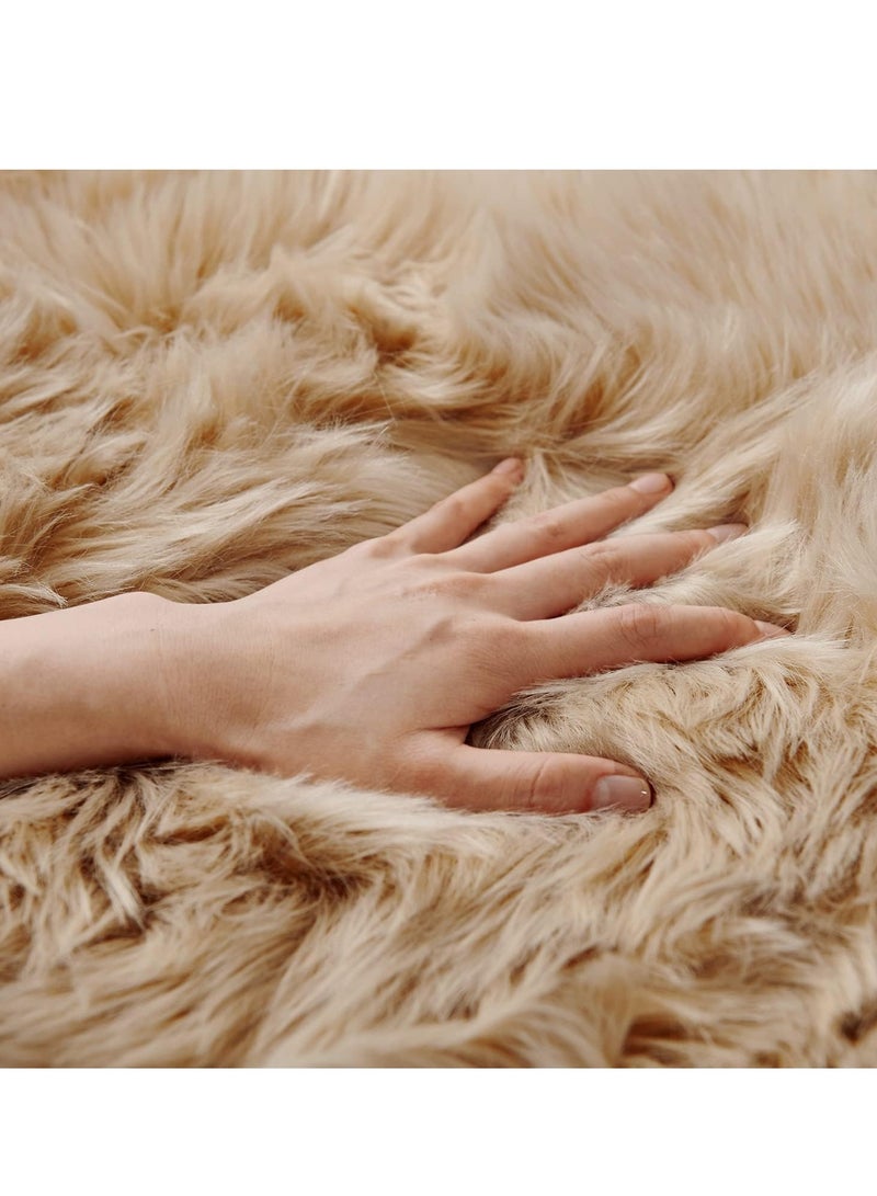 سجادة فاخرة فائقة النعومة من صوف صناعي - غير قابلة للانزلاق، مضادة للحساسية، دائرية الشكل لغرفة النوم، غرفة الأطفال، غرفة الأطفال وغرفة المعيشة - سهلة التنظيف، مريحة وأنيقة - Image 3