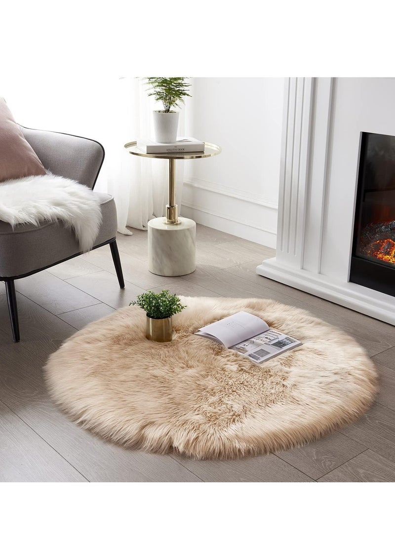 سجادة فاخرة فائقة النعومة من صوف صناعي - غير قابلة للانزلاق، مضادة للحساسية، دائرية الشكل لغرفة النوم، غرفة الأطفال، غرفة الأطفال وغرفة المعيشة - سهلة التنظيف، مريحة وأنيقة - Image 1