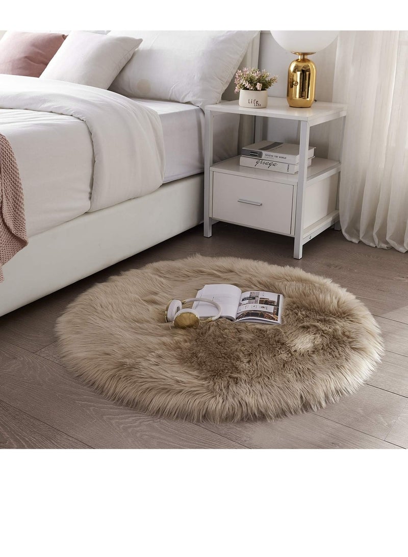 سجادة فاخرة فائقة النعومة من صوف صناعي - غير قابلة للانزلاق، مضادة للحساسية، دائرية الشكل لغرفة النوم، غرفة الأطفال، غرفة الأطفال وغرفة المعيشة - سهلة التنظيف، مريحة وأنيقة - Image 2