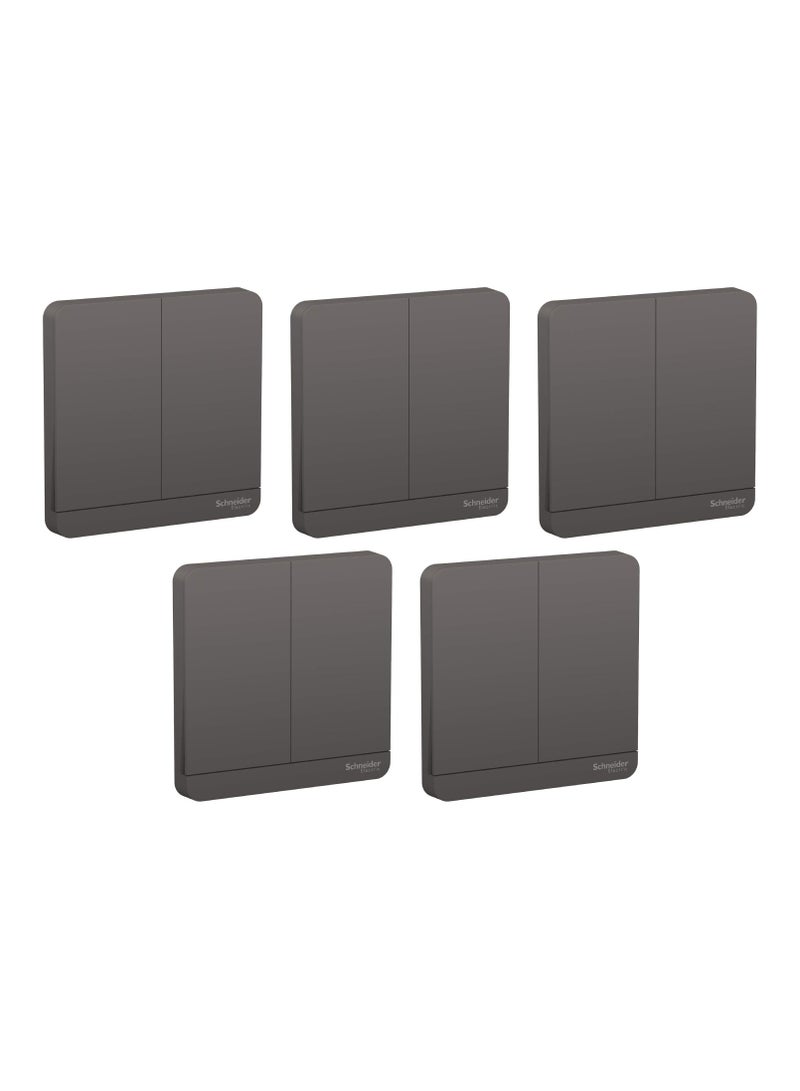 Schneider مفتاح ثنائي الاتجاه مزدوج من شنايدر إلكتريك أفاتار أون E8332L2_DG 16 أمبير 250 فولت رمادي داكن - عبوة من 5