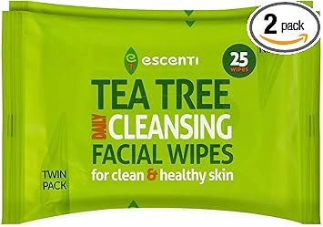 Escenti Tea Tree Daily Cleansing Facial Wipes Twin Pack