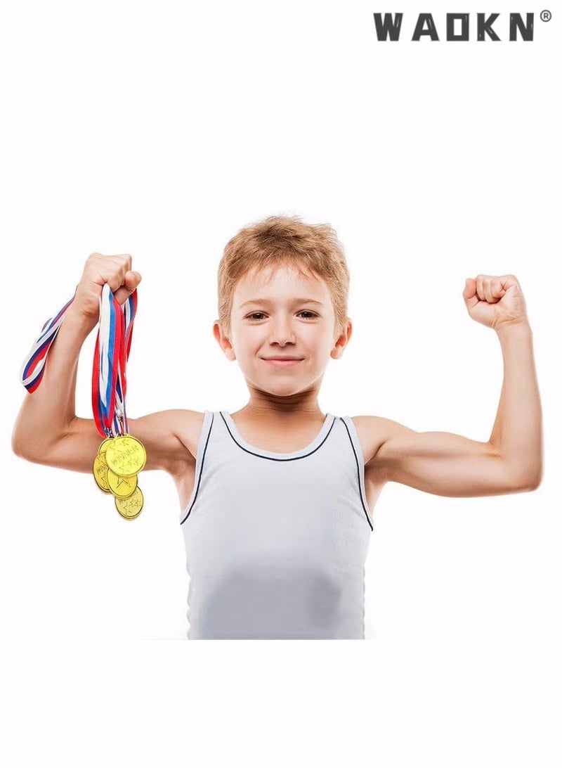 دبليو أيه أو كي أن الميداليات الفائزة ، 36 قطعة ميداليات بلاستيكية ميداليات ذهبية للأطفال مع الشريط ميداليات اليوم الرياضي للأطفال زينة لصالح الحفلات ، جوائز المنافسة الرياضية - Image 2