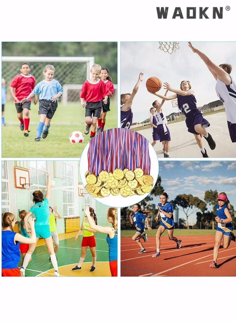 دبليو أيه أو كي أن الميداليات الفائزة ، 36 قطعة ميداليات بلاستيكية ميداليات ذهبية للأطفال مع الشريط ميداليات اليوم الرياضي للأطفال زينة لصالح الحفلات ، جوائز المنافسة الرياضية - Image 4