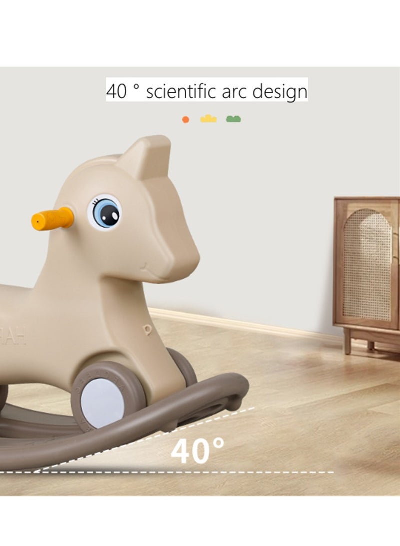 2 in 1 Kids Rocking horse, Multifunctional Children's Rocking Horse Yo-Yo Car with 4 Wheels, Toddler Baby Rocking Horse and Ride-On Horse First Birthday Gift for Boys Girls (White K-616)  - Image 4