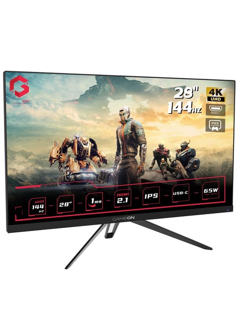 GAMEON Gaming 28 INCH 3840 x 2160P Flat 4K Monitor GO28UHDIPS Ultra HD 144 Hz 1ms Gsync & FreeSync HDMI 2.1 DP&USB C UHD Monitor Support PS5 BLACK 795650