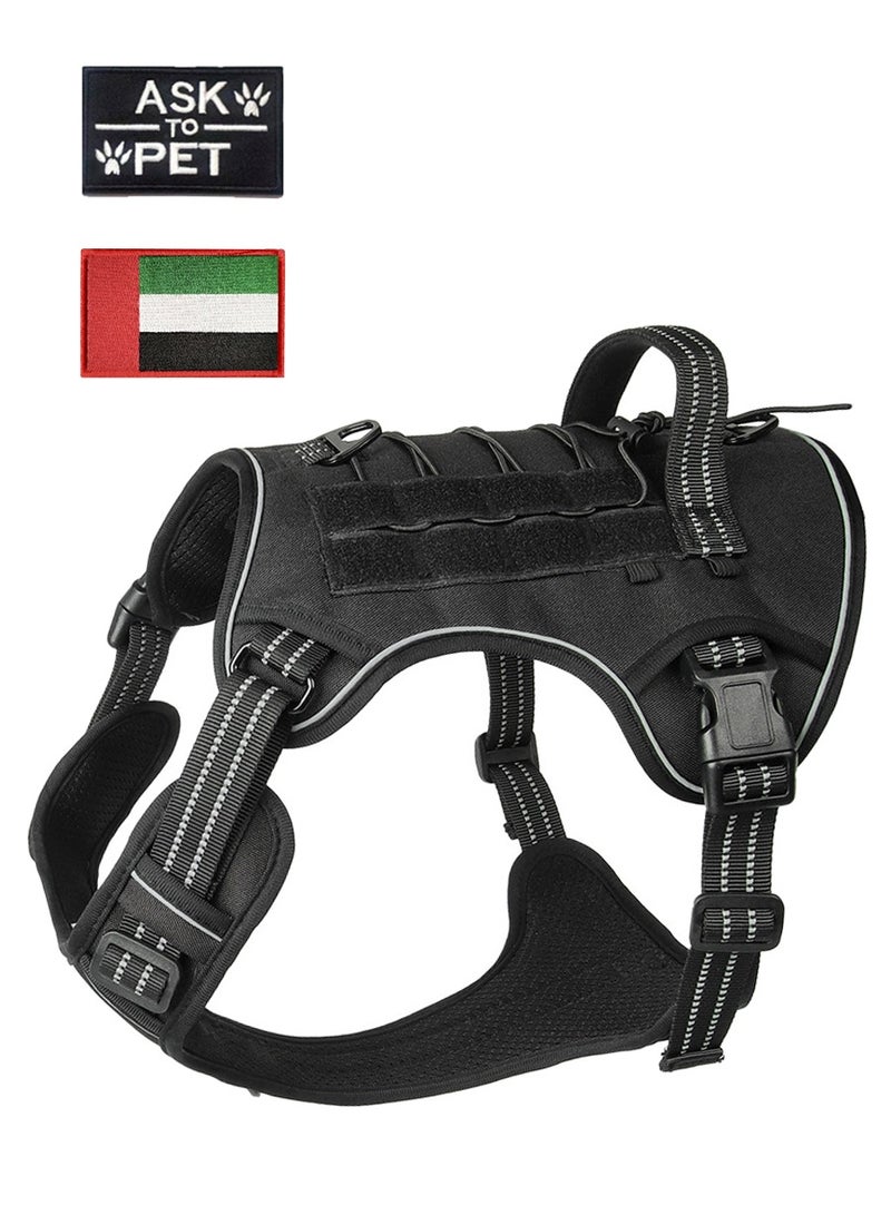 Generic Tactical Dog Harness for Medium and Large Dogs, With 2 Embroidered  hook and loop Patches, Adjustable No Pull Vest with Handle, Reflective Strips, for Training, Walking, and Hiking - Image 1