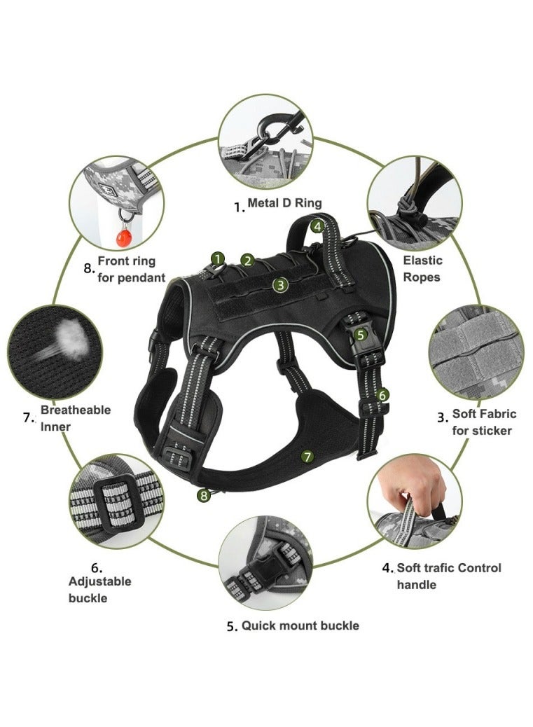 Generic Tactical Dog Harness for Medium and Large Dogs, With 2 Embroidered  hook and loop Patches, Adjustable No Pull Vest with Handle, Reflective Strips, for Training, Walking, and Hiking - Image 4