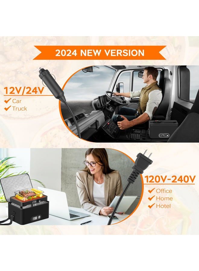 Rottogoon Portable Oven, 12V 24V 110V-240V Car Food Warmer Portable Personal Mini Oven Electric Heated Lunch Box for Meals Reheating & Raw Food Cooking for Road Trip/Camping/Picnic/Family Gathering(Black) - Image 3