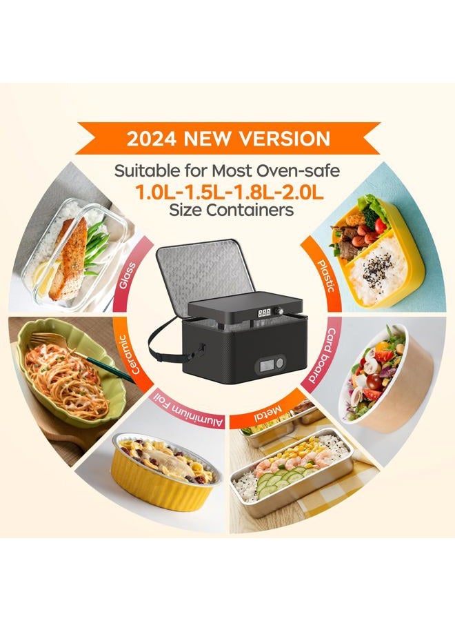 Rottogoon Portable Oven, 12V 24V 110V-240V Car Food Warmer Portable Personal Mini Oven Electric Heated Lunch Box for Meals Reheating & Raw Food Cooking for Road Trip/Camping/Picnic/Family Gathering(Black) - Image 4