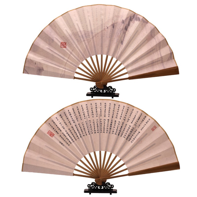 10-inch Chinese Style Mens Folding Fan Early Clear After Winter Snow