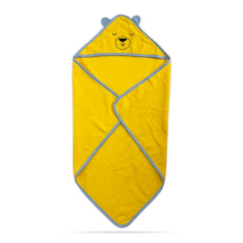Kridlo 100% Cotton Super Soft Baby Hooded Terry Towels (Pack of 2, 70x70cm), Bath Towels for New Born Baby 0-2 Years, Ideal for Infants & Toddlers (Blue Sheep & Yellow Bear) - Image 5