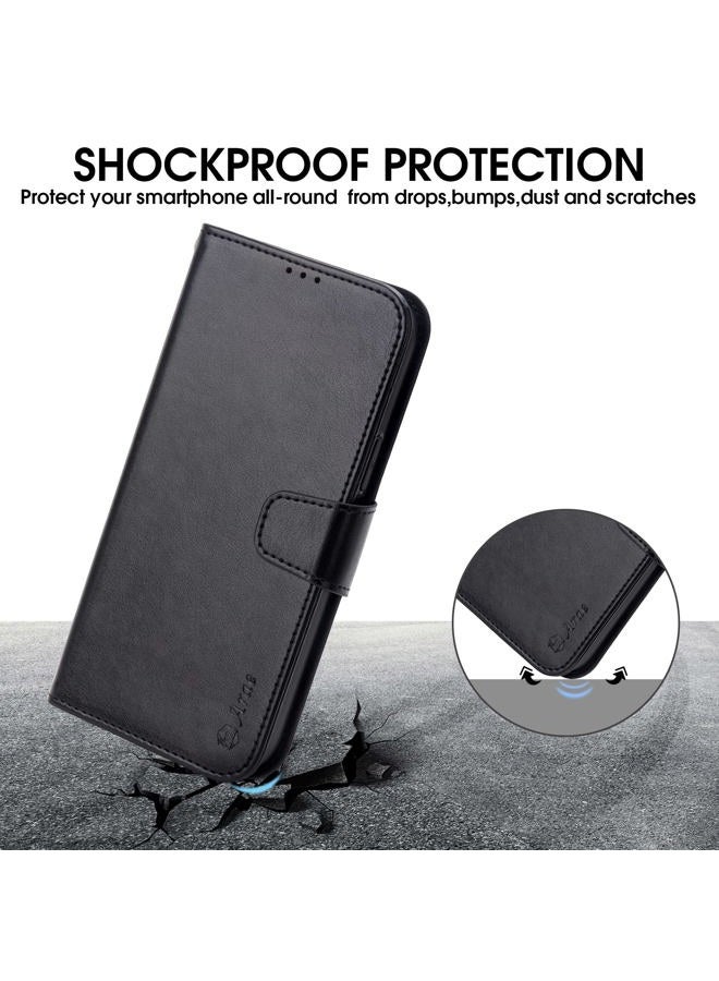 Arae Compatible with iPhone 14 Pro Max Wallet Case with Card Holder and Wrist Strap Wallet Flip Cover for iPhone 14 Pro Max 6.7inch, Black - Image 3