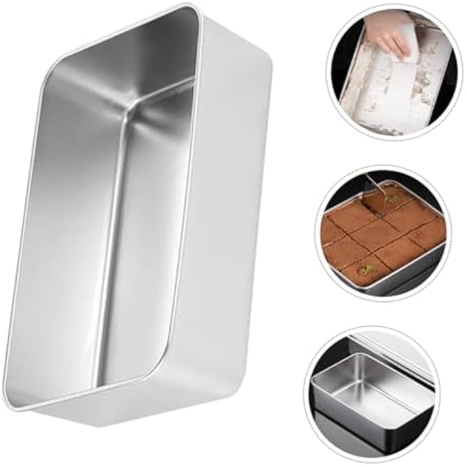 COLLBATH 2Pcs Tiramisu Plate Roaster Pan Roasting Pan With Lid Bread Baking Supplies Baking Pans With Lids Baking Tray Baking Bread Pan NonStick Baking Pan Baking Molds Stainless Steel - Image 3