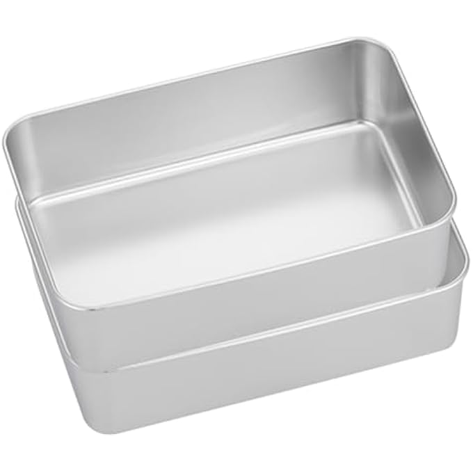 COLLBATH 2Pcs Tiramisu Plate Roaster Pan Roasting Pan With Lid Bread Baking Supplies Baking Pans With Lids Baking Tray Baking Bread Pan NonStick Baking Pan Baking Molds Stainless Steel - Image 2