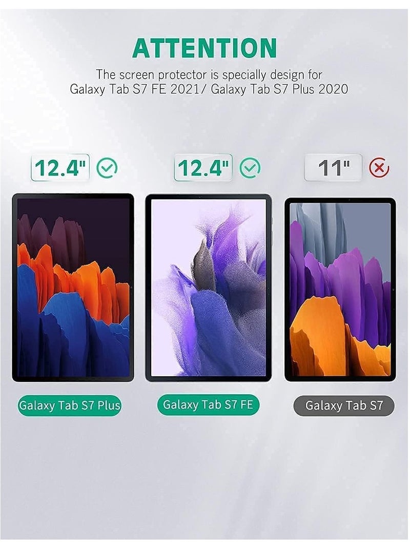 LEDIN Galaxy Tab S7 FE Screen Protector Clear, Tempered Glass for Galaxy Tab S7 FE 5G (12.4 Inch) SM-T730 / SM-T736B (transparent) - Image 3