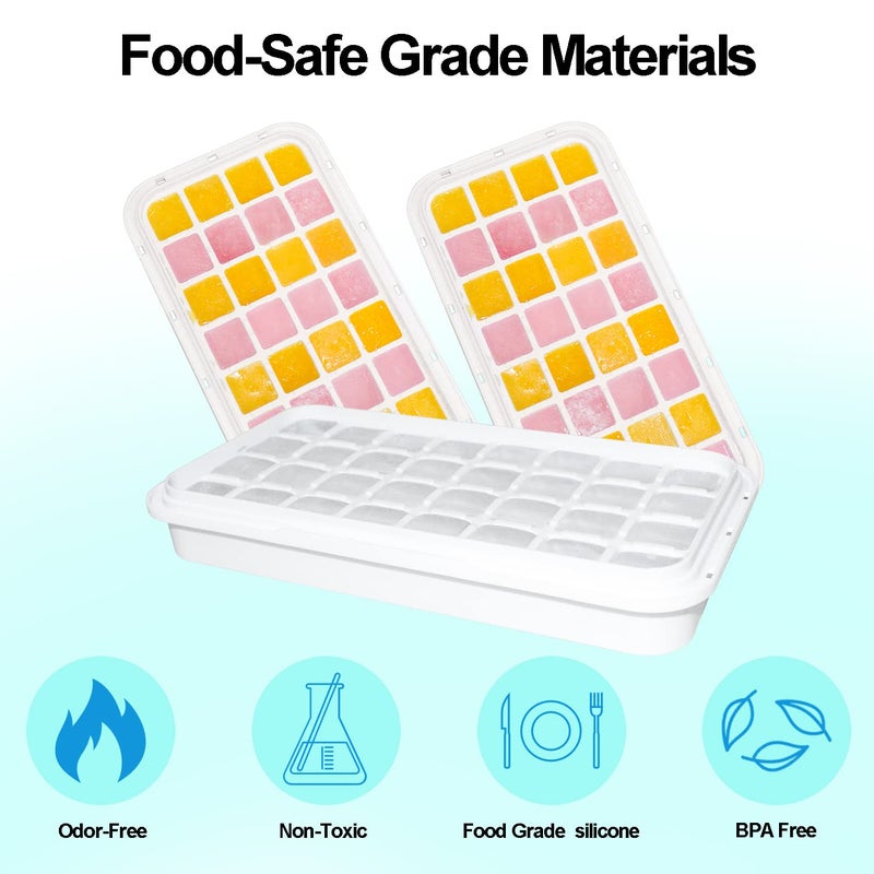 QUELIEN Ice Cube Trays for Freezer With Bin, Scoop, and Press Plate - 2 Tiers, Lid Included - Image 4