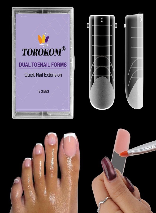 TOROKOM Poly Gel Nail Forms for Toes, Long Square Dual Forms, Toe Pedi Nail Extension Reusable Toe Nail Tips Mold, 120Pcs, 12 Sizes - Image 1