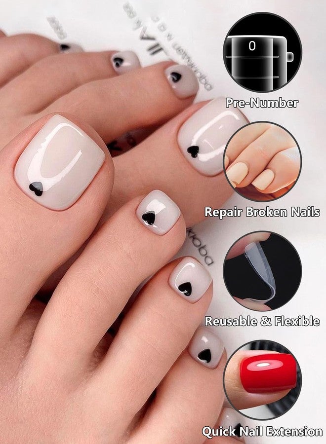 TOROKOM Poly Gel Nail Forms for Toes, Long Square Dual Forms, Toe Pedi Nail Extension Reusable Toe Nail Tips Mold, 120Pcs, 12 Sizes - Image 4