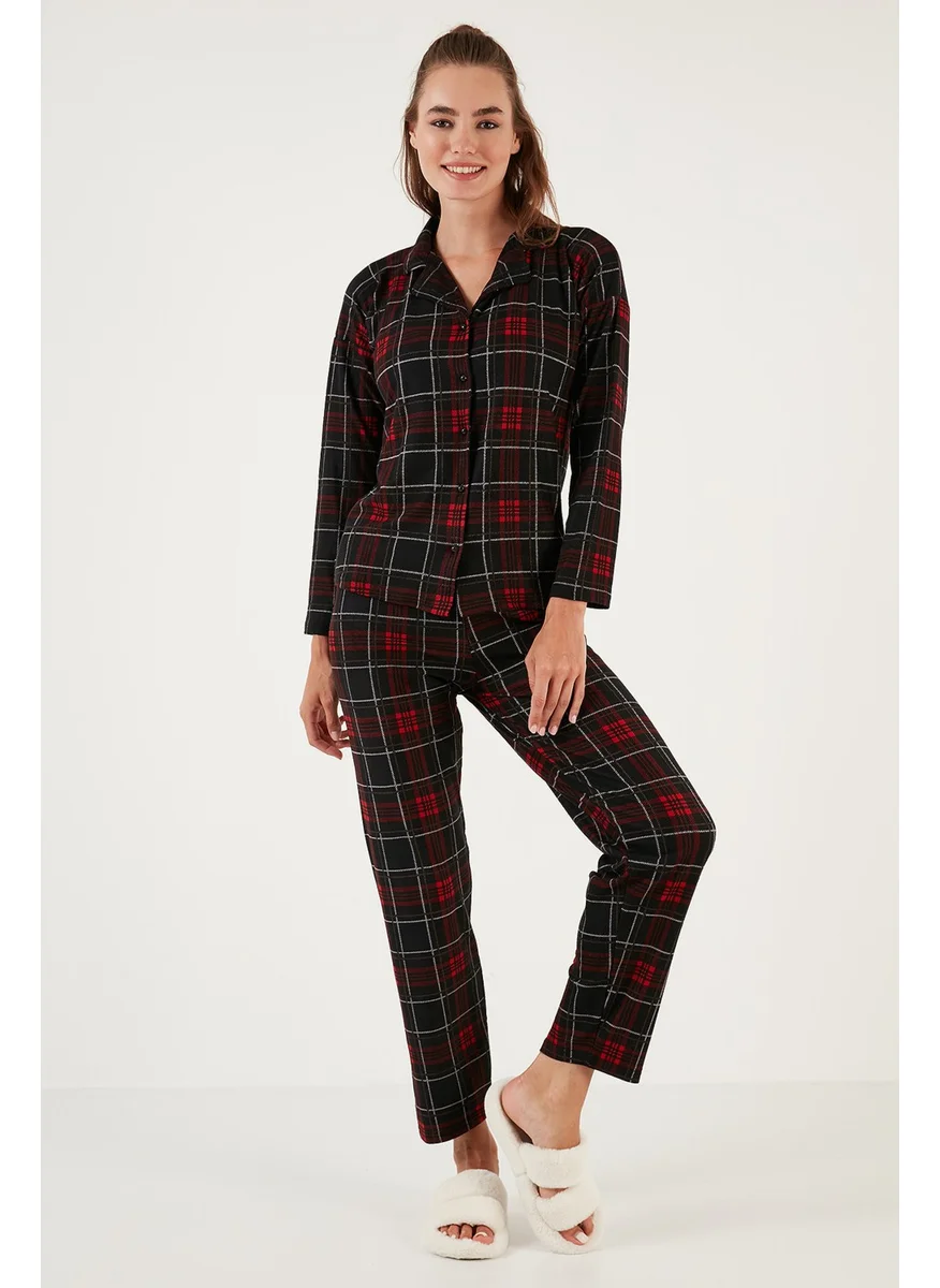 Lela Patterned Elastic Waist Shirt Collar Woven Pajama Set Women's Pajama Set 6095660W4