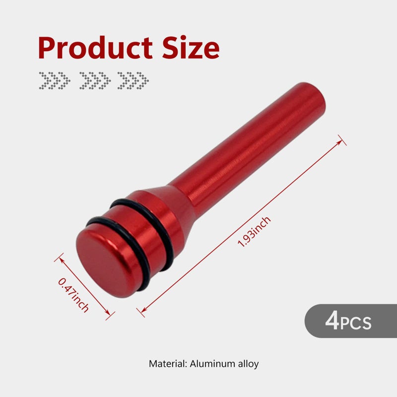 ZKFAR 4 PCS 1.92" x 0.47" Car Door Lock Knobs, Aluminum Alloy Inner Door Lock Pull Pins, Automotive Inner Door Pull Pins Decor, Universal for Most Cars, Trucks, SUVs, RVs (Red) - Image 2