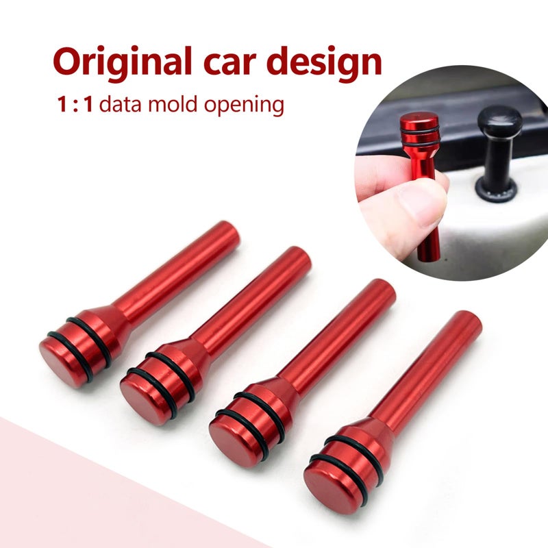 ZKFAR 4 PCS 1.92" x 0.47" Car Door Lock Knobs, Aluminum Alloy Inner Door Lock Pull Pins, Automotive Inner Door Pull Pins Decor, Universal for Most Cars, Trucks, SUVs, RVs (Red) - Image 5