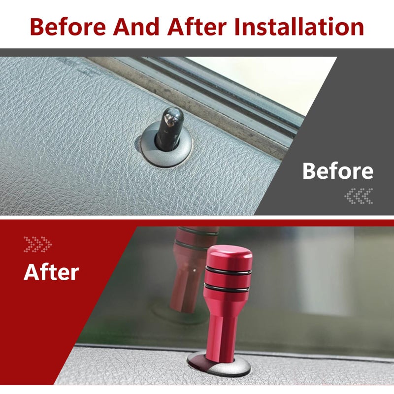 ZKFAR 4 PCS 1.92" x 0.47" Car Door Lock Knobs, Aluminum Alloy Inner Door Lock Pull Pins, Automotive Inner Door Pull Pins Decor, Universal for Most Cars, Trucks, SUVs, RVs (Red) - Image 4