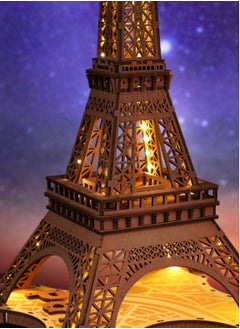 Robotime Rolife Night of the Eiffel Tower 3D Wooden Puzzle TGL01, Assembly Brain Teaser 3D Wooden Puzzle DIY Build Model Crafts Kits, Unique Gifts and Home Decor for Teens or Adults  - Image 2