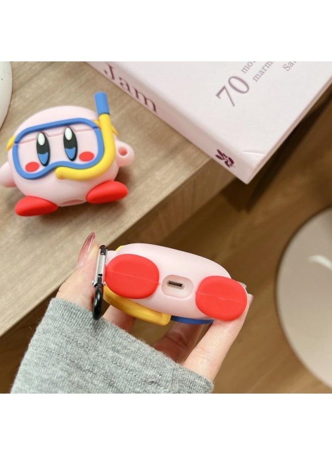 Generic - Star Card Suitable For Apple Airpods Protective Cover 4 Generation Pro2 2 Generation 1 Generation 3 Generation Wireless Bluetooth Earphone Case-Color:Diving Kirby + Hook-Applicable Models:Airpods Pro - Image 1