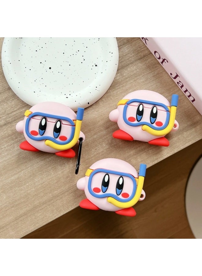 Generic - Star Card Suitable For Apple Airpods Protective Cover 4 Generation Pro2 2 Generation 1 Generation 3 Generation Wireless Bluetooth Earphone Case-Color:Diving Kirby + Hook-Applicable Models:Airpods Pro - Image 1