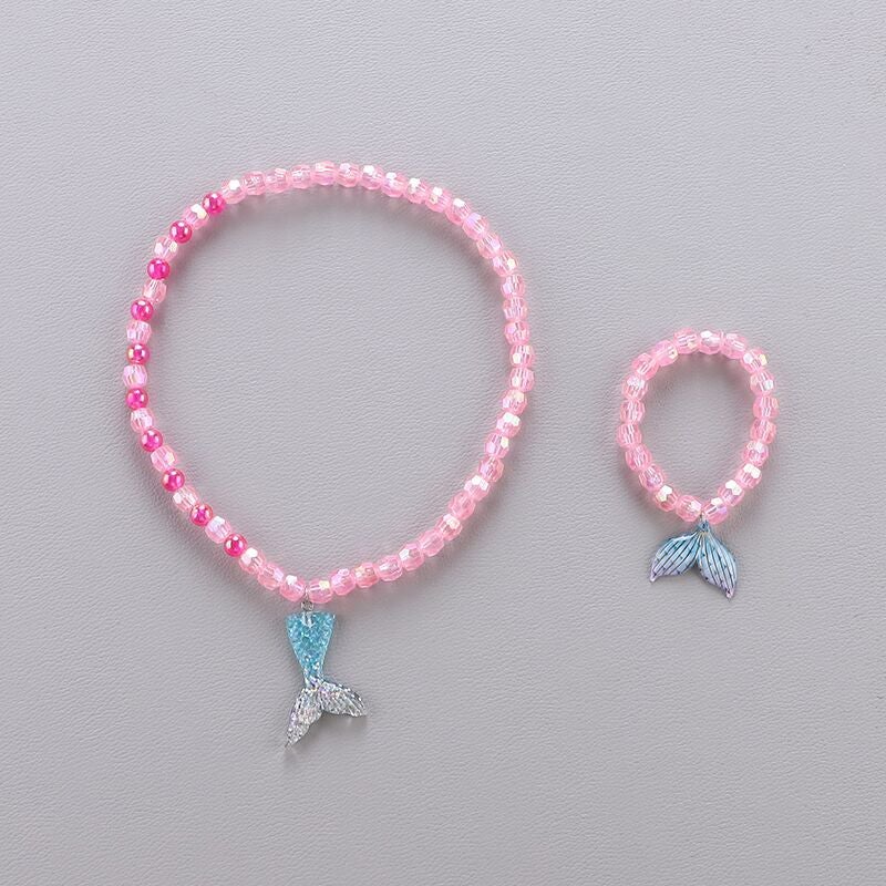 Generic Kids Cartoon Crown Wand Hair Accessory Mermaid-necklace and bracelet