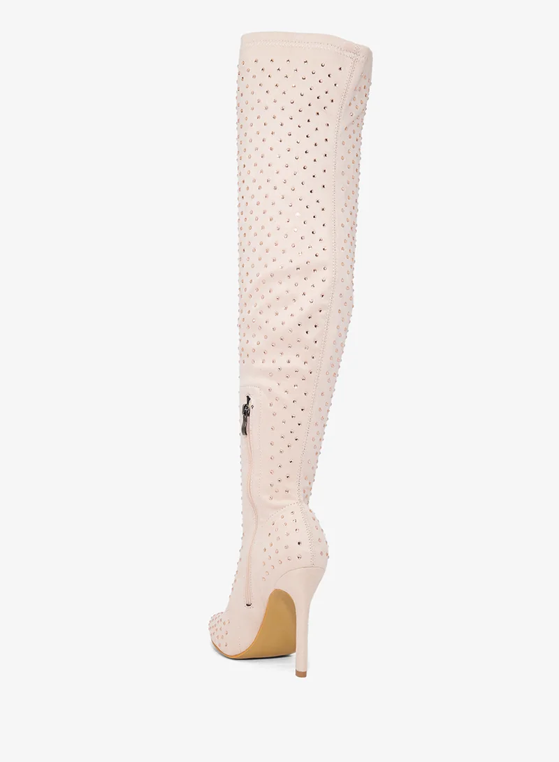 Ginger Pointed Toe Stiletto Heel Sparkle Knee High Boots