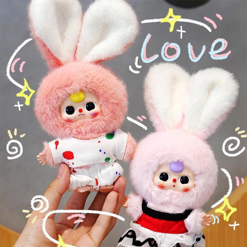 Meokro Baby Three Miniature Bunny Series Doll Box, Plush Doll Ornament Bag Pendant Toy, Vinyl Mystery Box Action Figure Birthday Toy Gift, Random 1PC - Image 3