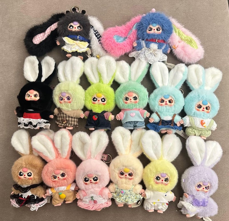 Meokro Baby Three Miniature Bunny Series Doll Box, Plush Doll Ornament Bag Pendant Toy, Vinyl Mystery Box Action Figure Birthday Toy Gift, Random 1PC - Image 2