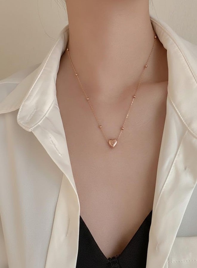 Peora Rose Gold Plated Stylish Heart Shape Pendant Chain Necklace Fashion Jewellery for Women & Girls - Image 2