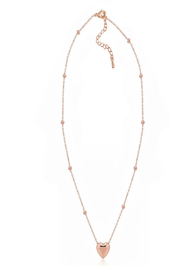 Peora Rose Gold Plated Stylish Heart Shape Pendant Chain Necklace Fashion Jewellery for Women & Girls - Image 5