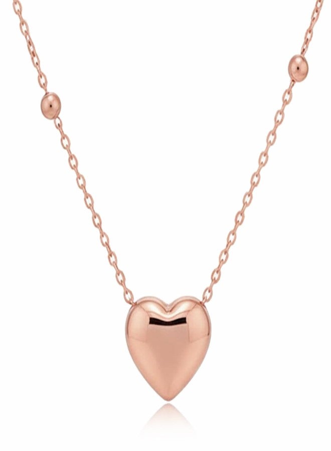 Peora Rose Gold Plated Stylish Heart Shape Pendant Chain Necklace Fashion Jewellery for Women & Girls - Image 1